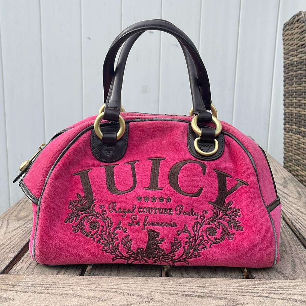 Juicy Couture Pink Bowler Velour Purse double handle